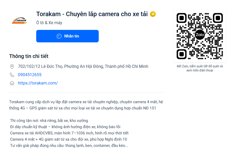 Dịch vụ lắp camera xe tải torakam